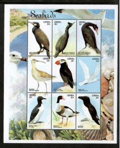 Liberia 1999 - Sea birds - Sheet of 9 Stamps - Scott #1464 - MNH