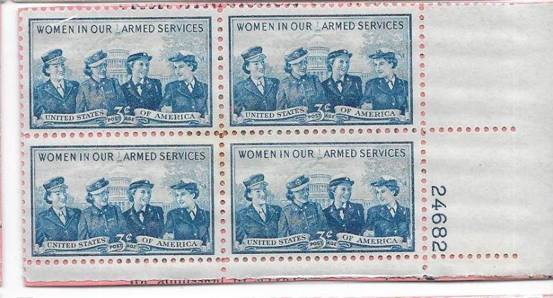 US #1013  Service Women Plate Block of 4 (MNH) CV $1.00