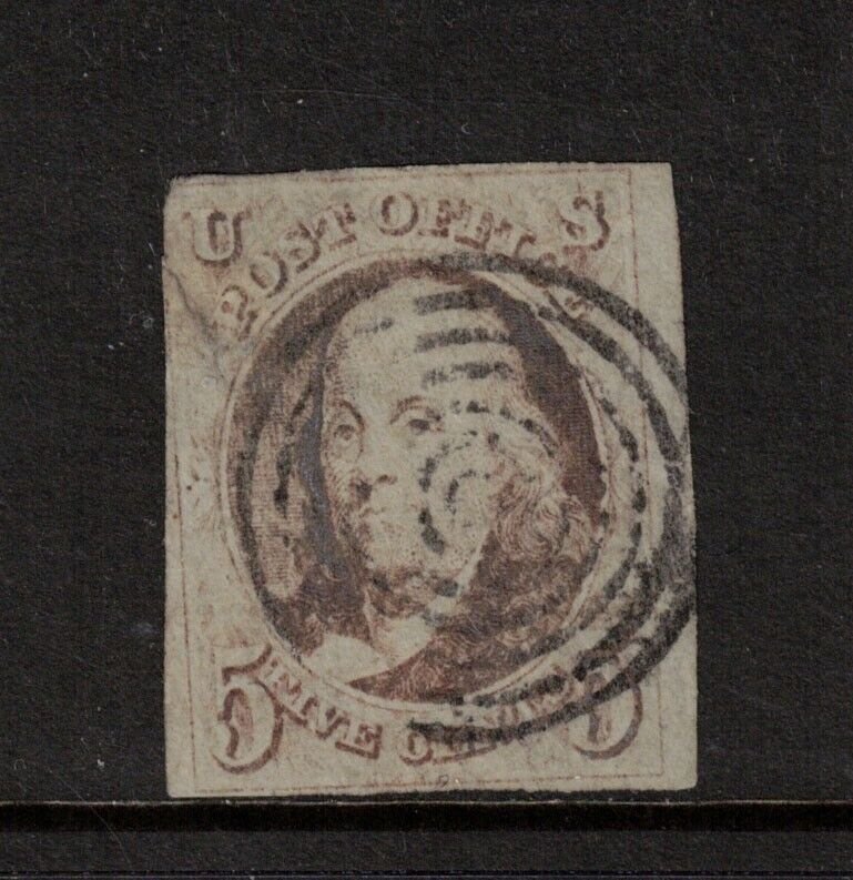 USA #1 Used With Rare Canadian Target Cancel - Small Repaired Tear At upper Left