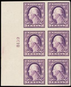 483, Mint XF NH 3¢ Plate Block of Six Stamps Cat $200.00 - Stuart Katz