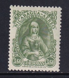 Nicaragua #C320 MNH 1952 Queen Isabella I 3.60cor  portrait
