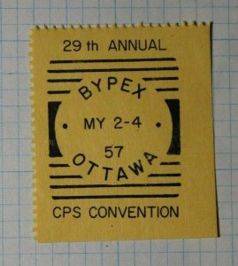 BYPEX CPS Convention 1957 Ottawa Philatelic Souveninr Ad Label