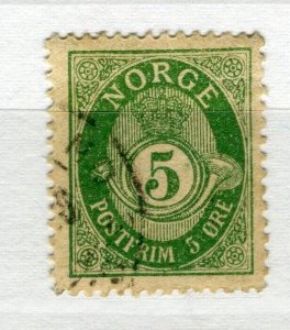 NORWAY; 1890-93 early 'ore' issue fine used Shade of 5ore. value