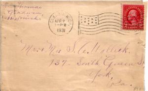 United States Michigan Gladwin, Mich. 1931 American Flag Type A14.