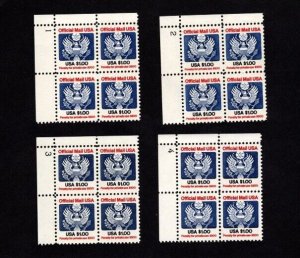 O132 - MNH - Plate #1 2 3 4 Blocks of 4 Stamps - CV=High