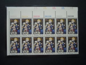 #1842 15c Christmas Madonna Plate Block of 12 MNH OG VF Incs New Mount