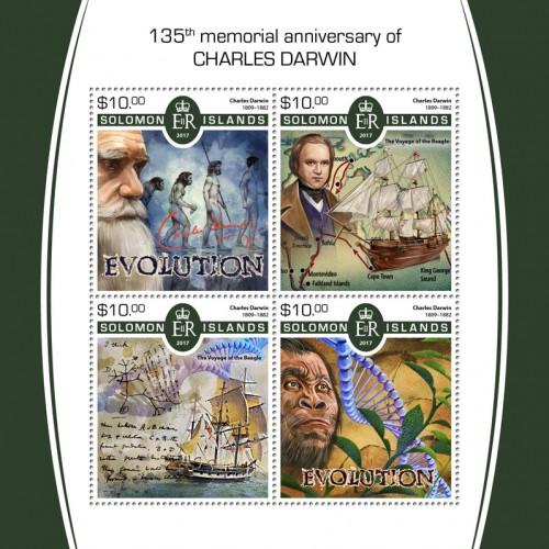 SOLOMON ISLANDS - 2017 - Charles Darwin - Perf 4v Sheet - MNH