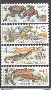 1989 Czechoslovakia Wwf Animals Fauna Frogs Salamanders #3007-10 ** Tk036