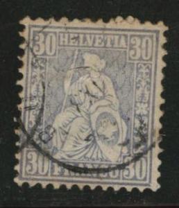 Switzerland Scott 56 used Helvetia  Faulty Hole CV$10