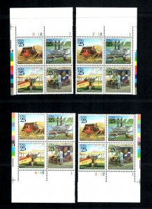 Scott # 2434-3 25 cent Mail Delivery  Matched Set Of Plate Blocks MNH  Fresh