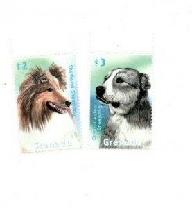 Grenada 2000 - Dogs, Shepard & Sheepdog - Set of 2 Stamps - Scott #3025-6 - MNH