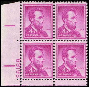 US #1036a LINCOLN MNH LL PLATE BLOCK #26188