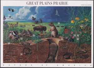 Sc# 3506 a-j  U.S 34¢ 2001 Great Plains Prairie complete sheet MNH CV $10.00