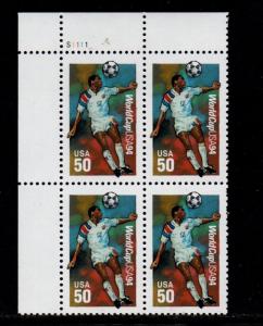 ALLY'S STAMPS US Plate Block Scott #2836 50c World Cup Soccer [4] MNH [STK]