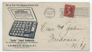 1901 New York ad cover Eureka stencil 2ct 1st bureau [y4274]