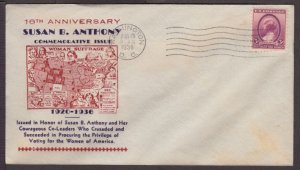 1936 Susan B. Anthony women's suffrage Sc 784-12 Kapner cachet