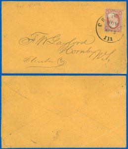 NOV 1 1858 Chicago Cds on Cover to Hornby NY, US Scott #25, SCV $210.00