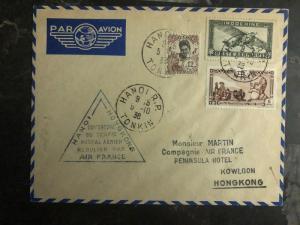 1938 Saigon Hanoi Vietnam Hong Kong First Flight Cover Air France FFC 200 Flown