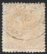 SPAIN 1882 Sc 252b  15c Used  with 1883 cancel F-VF