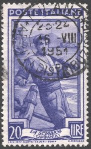 Italy SC#557 20 ₤ Fisherman, Vesuvius: Campania (1950) Used