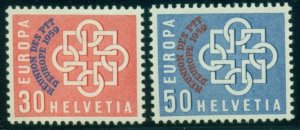 SWITZERLAND #376-7 Complete set, European Unity overprinted, LH, VF Scott $40.00