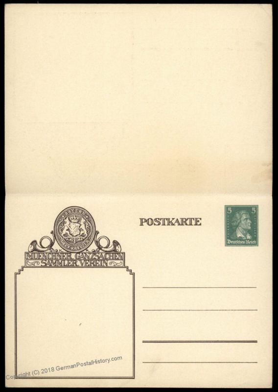 Germany Munich Ganzsachen Club Private Postal Reply Card Pair Cover 68580