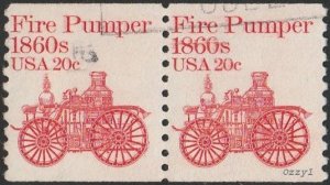 USA #1908 1981 20c Red Fire Pumper USED-VF-NH. Joined Pair