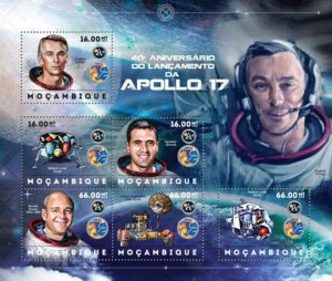 Mozambique - Apollo 17 - 6 Stamp Sheet - 13A-1108