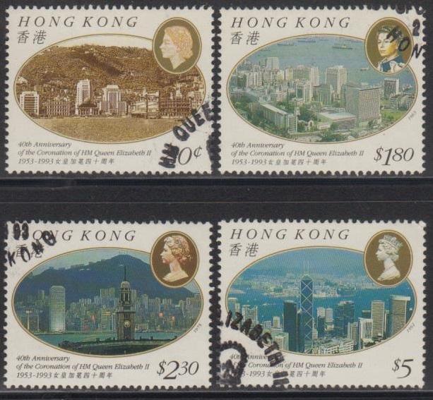 Hong Kong 1993 40th Anniversary of QEII Coronation Stamps Set of 4 Fine Used