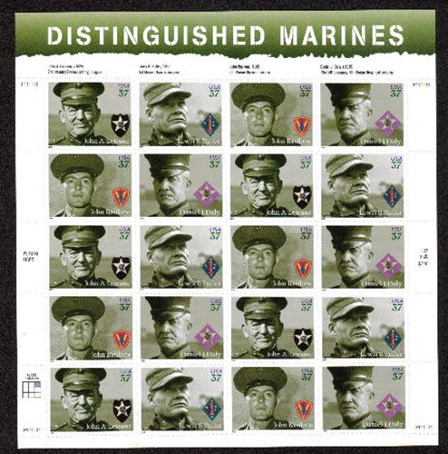 US #3961 - 64, 37c Distinguished Marines, Sheet-VF mint never hinged, fresh  ...