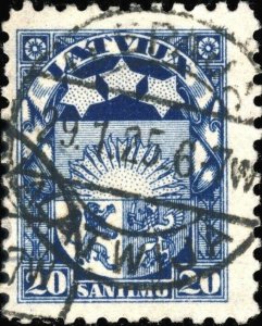 LETTONIE / LATVIA - 1925 -  LIEPAJA / LATWIJA  cds on Mi.95 20s blue