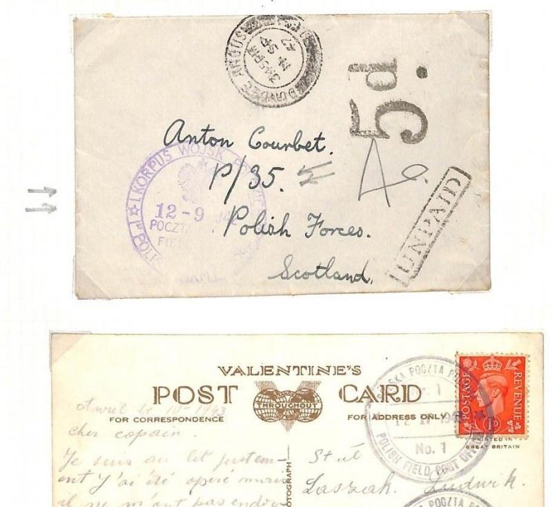 AG188 GB POLAND Allied Forces WW2 1942 Covers{2} *Undercover Address* Scotland