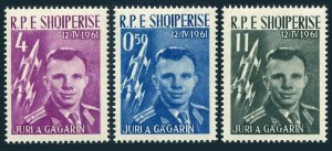 Albania 604-606, hinged. Michel 642-644. Yuri Gagarin, Vostok, 1962.