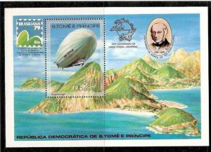 ST. THOMAS & PRINCIPE 1979 ROLAND HILL, ZEPPLIN GRAPH, UPU, MOUNTAIN M/S MNH ...