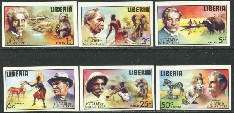 LIBERIA Sc#709-714, C209 IMPERFORATE 1975 Albert Schweitzer Set & S/S OG MNH