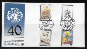 United Nations NY 493a-493d 40th WFUNA Geneva Cachet FDC First Day Cover