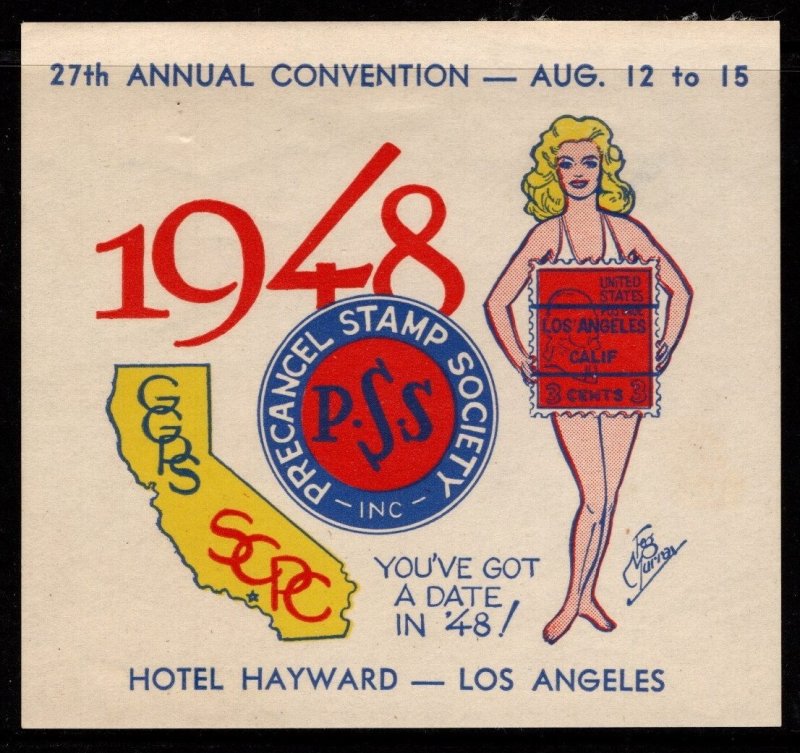 1948 US Cinderella Precancel Stamp Society 27th Annual Convention Unused