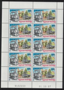 New Caledonia 'La Montagnarde' Locomotive Railways Sheetlet of 10v 2007 MNH