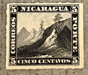 Nicaragua 10 / 1878-1880 5c Black Liberty Cap on Mountain Peak Stamp, MHNG