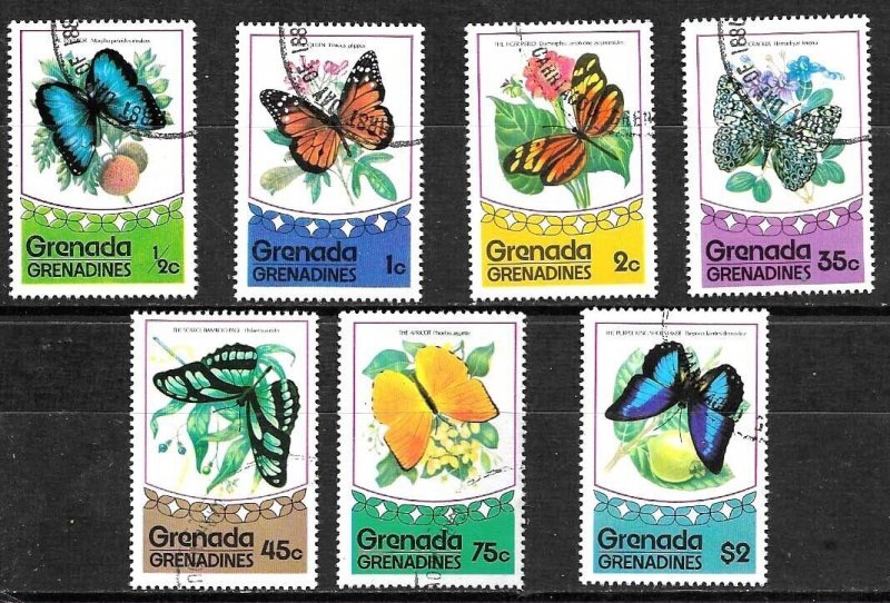 S1764 GRENADA GRENADINES INSECTS BUTTERFLIES COMPLET SET USED