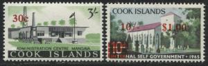 Cook Islands 1967 overprinted 30¢ & 10/-$1 mint o.g.