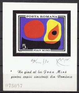 1970 ROMANIA - RUMANIEN - JOAN MIRO' - Sc# 2216 - ** MNH / VF