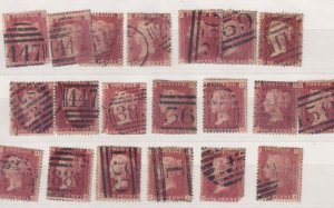 GB QV 1864 1d Red Collection (21) SG43/44 Fine Used BP16287