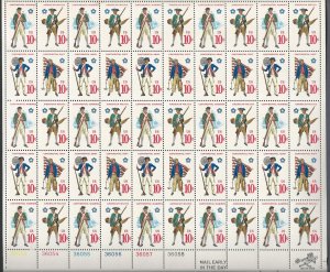 US Cat #1565-68 Mint Sheet, Colonial Uniforms, M-NH*-