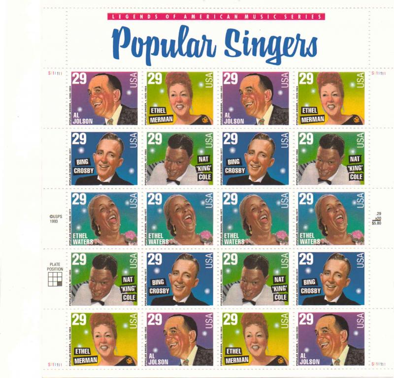 US 2849-53 - 29¢ Popular Singers Unused