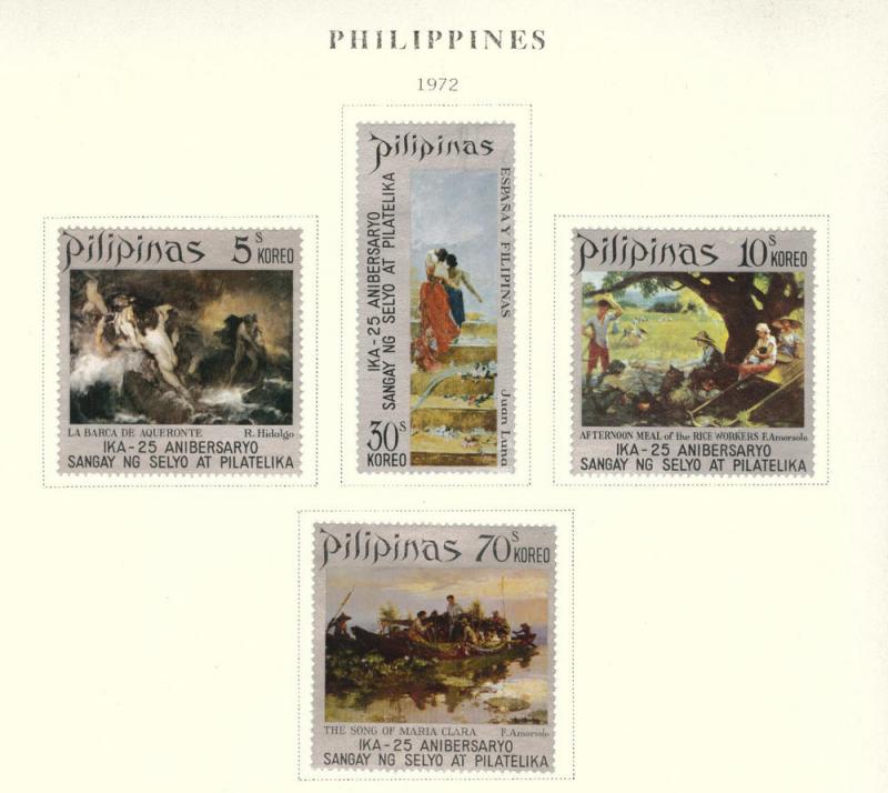 Philippines Scott 1149-52 MH* 1972  Art stamp set