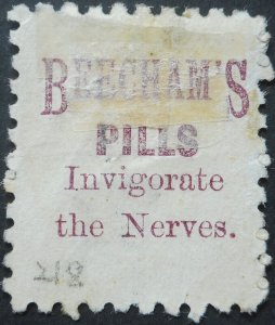 New Zealand 1893 Three Pence with Beechams Pills advert SG 221f used