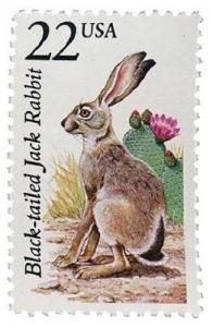 1987 22c Black-Tailed Jack Rabbit, North American Wildlife Scott 2305 Mint VF NH