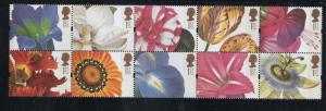 Great Britain Sc 1713-22 1997 Greetings Flower stamp set mint NH