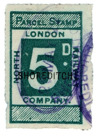 (I.B) North London Railway : Parcel Stamp 5d (Shoreditch)